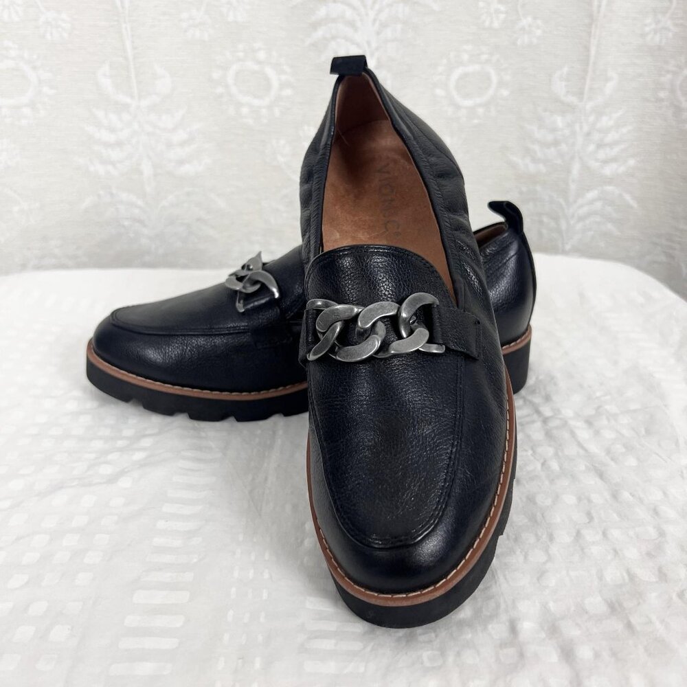 Vionic Cynthia Black Chain Lug Sole Loafer orthotic support comfort slip-on shoe